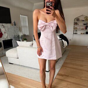 Genevie Strapless Bow Mini Dress Light Pink